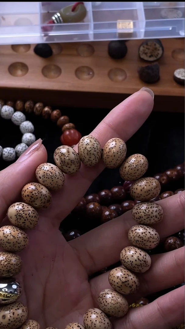 手串星月菩提宝***y精工级粉皮浅珀算盘14*10手串