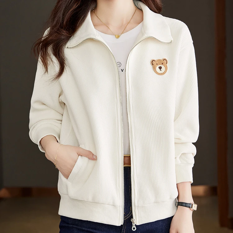 Mandsibil曼德西比利2025年春秋新款女装休闲宽松减龄小熊卫衣