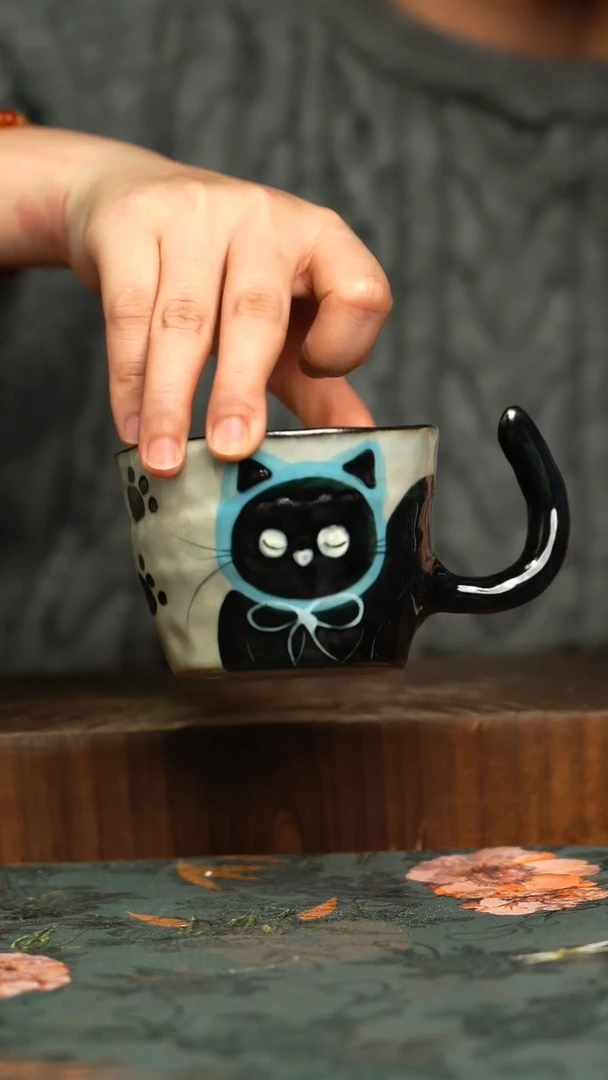 杯釉下彩手工手绘同款陶器