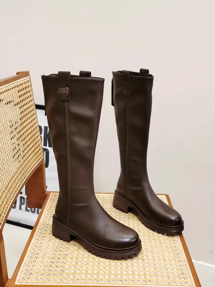 8851-1棕色女士冬款加绒长筒靴