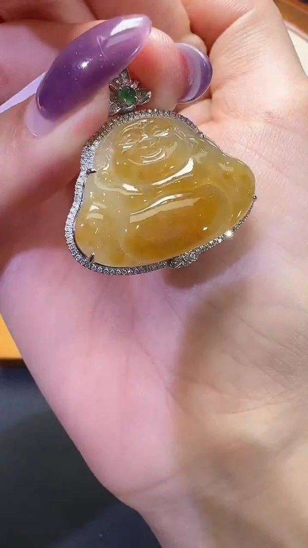 吊坠(不含链)18K金镶嵌翡翠【源头工厂】钻石镶嵌