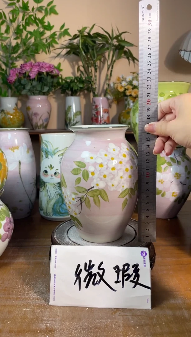 瓶景德镇手绘陶瓷花瓶—无孔：高*口