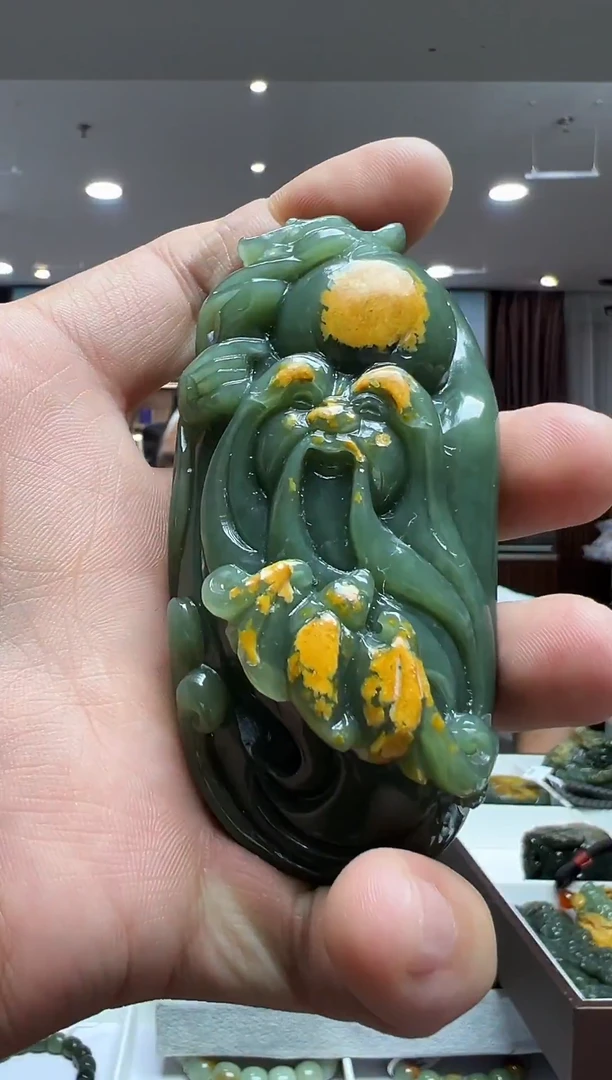 未镶嵌透闪石质玉把件精品寿星