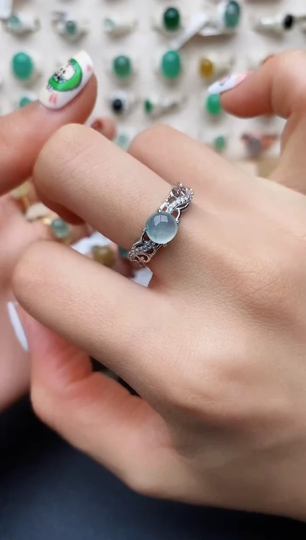 【闪购商品】翡翠戒指银S925镶嵌缅甸翡翠