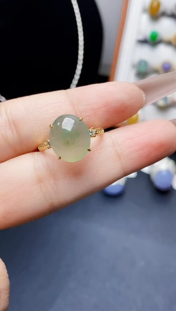 银S925镶嵌戒指翡翠0351