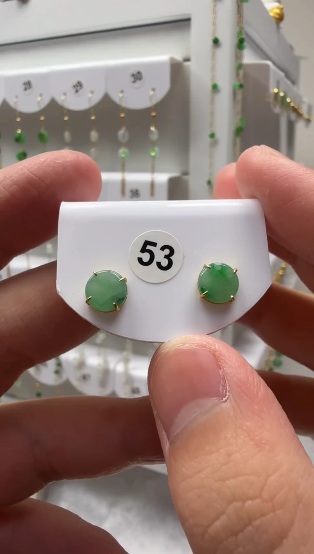 18K金镶嵌翡翠耳饰缅甸天然翡翠a货