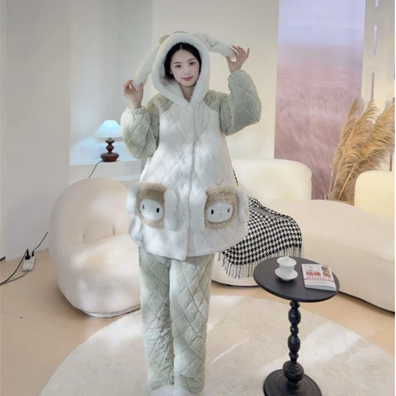 T1073时尚保暖家居服套装可外穿高货女款睡衣休闲