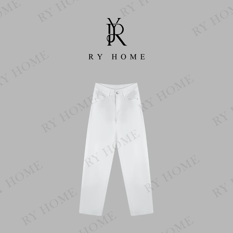 【容雨RYHOME】设计款经典百搭翻边直筒烟管牛仔裤251K2376