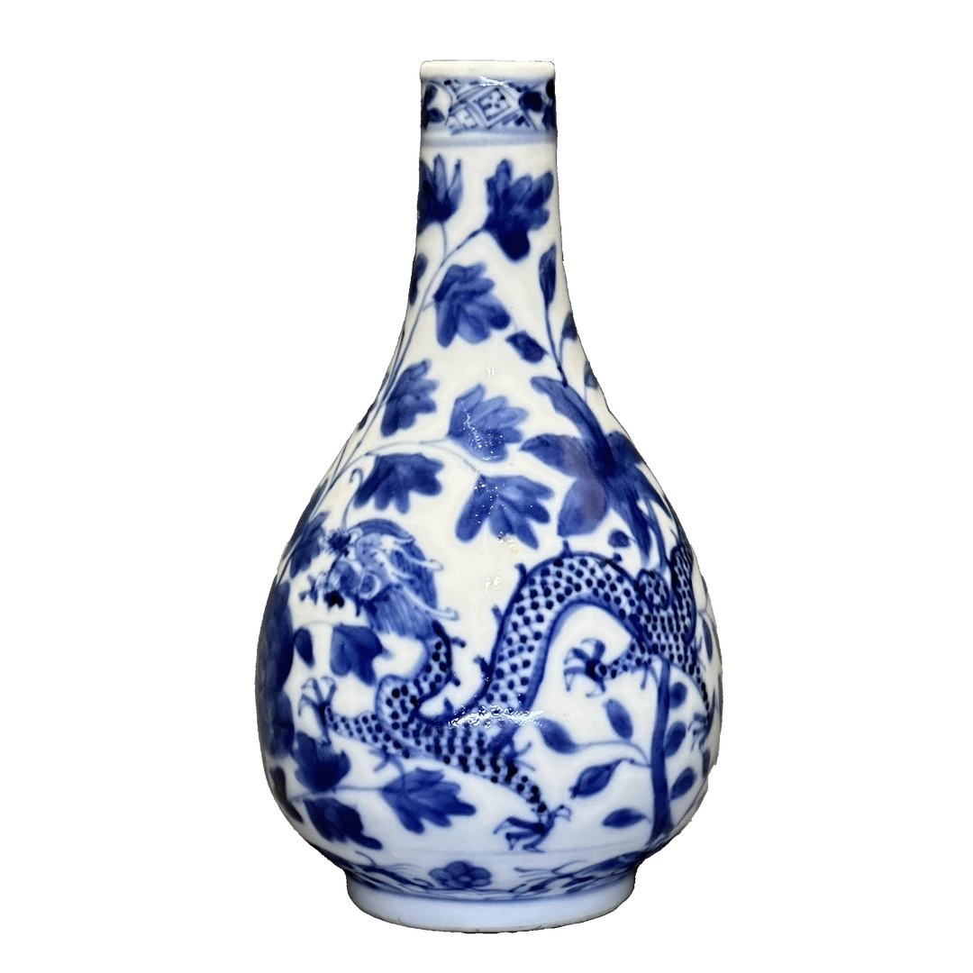 25200581t青花龙穿花纹胆瓶