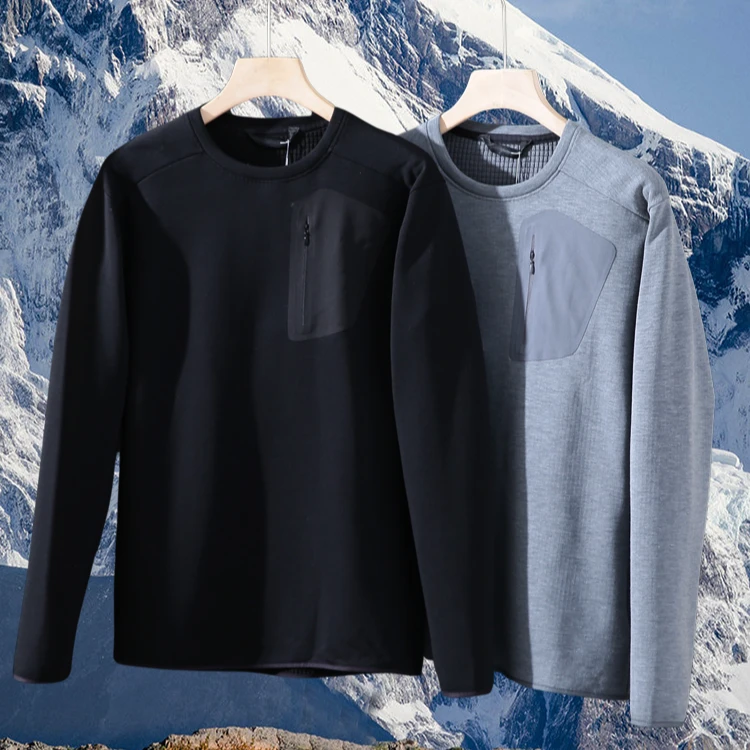 【卫衣2098】机能风户外男士保暖季圆领休闲加绒春季卫衣宽松透气