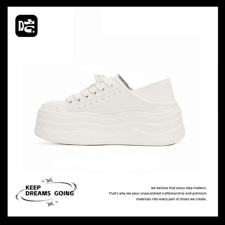 HHR/哈哈人厚底增高贝壳头小白鞋女鞋休闲百搭运动板鞋时尚真皮