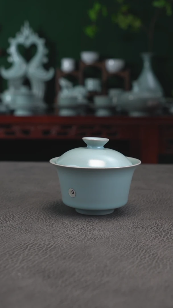 天蓝釉70号马蹄盖碗二级品-二