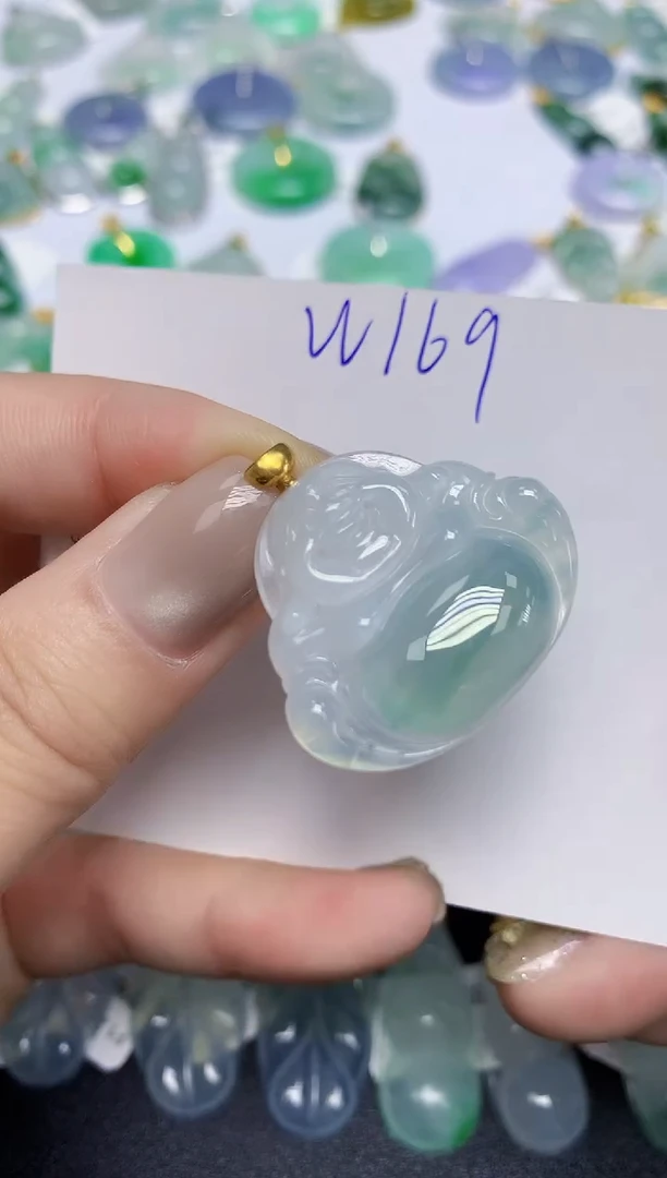 颈饰18K金镶嵌翡翠天然缅甸翡翠A货翡翠百元以上9元证书费自理