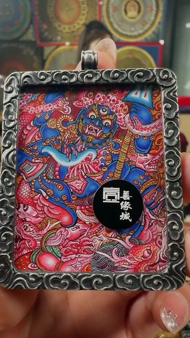 吊坠壹善缘城手绘唐卡大黑天