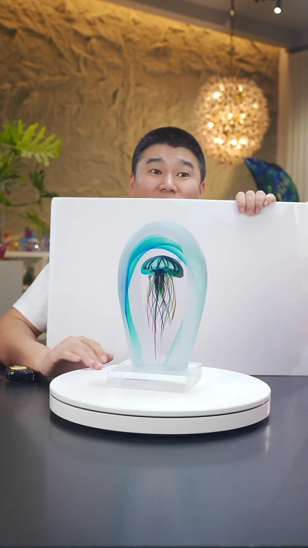 琉璃宝石蓝水母磨砂摆件42号