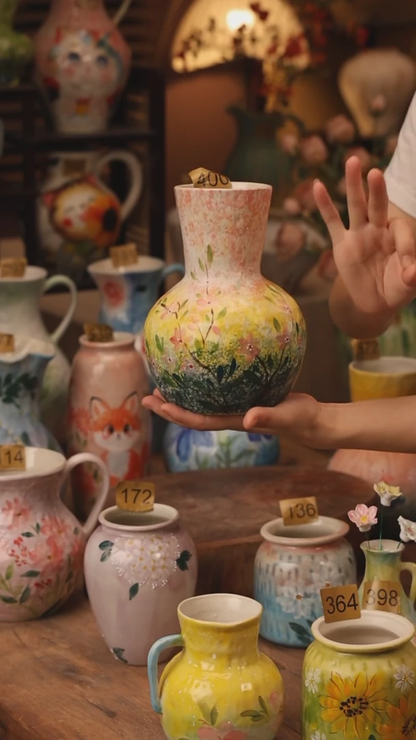 陶瓷400景德镇设计师手作花器摆件侘寂风