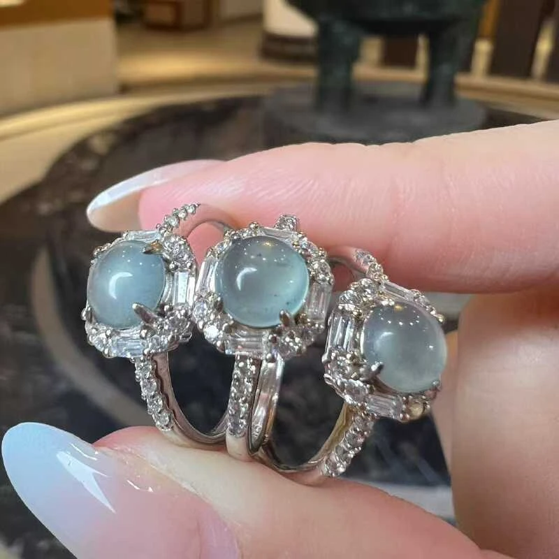 天然A货翡翠AQ06蛋面戒指多样性发其一