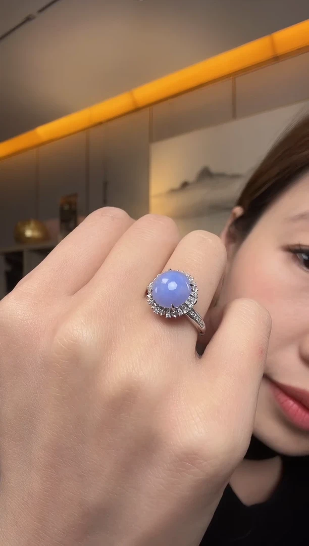 【闪购商品】翡翠戒指18K金镶嵌543蛋面一枚