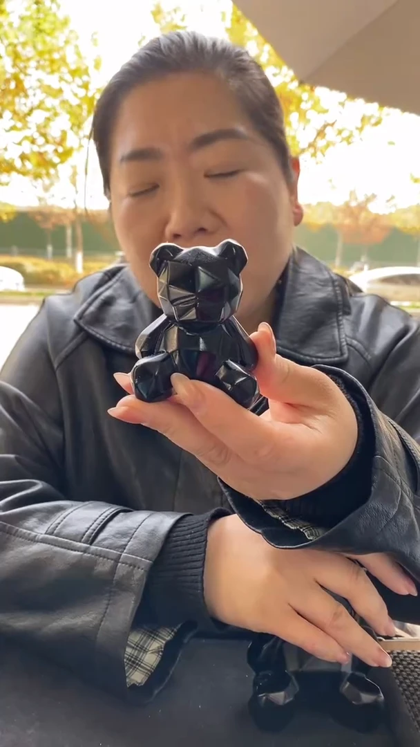 未镶嵌黑曜岩摆件黑曜石小熊多样性发其一