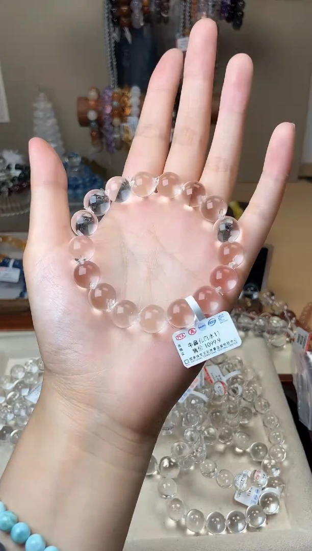 水晶手链未镶嵌11mm牛鼻孔白水晶
