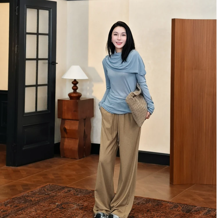 PENNYPENG穿搭灵感春游出行气质宽松百搭三色假两件设计长袖上衣