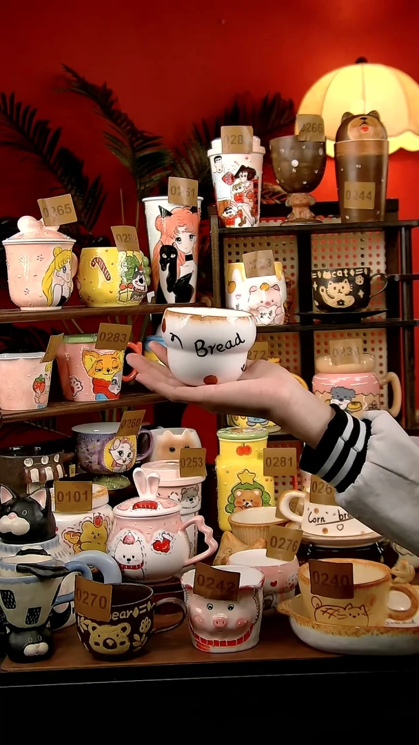 杯子瓷DIY景德镇创意手工陶瓷卡通风面包葫芦杯