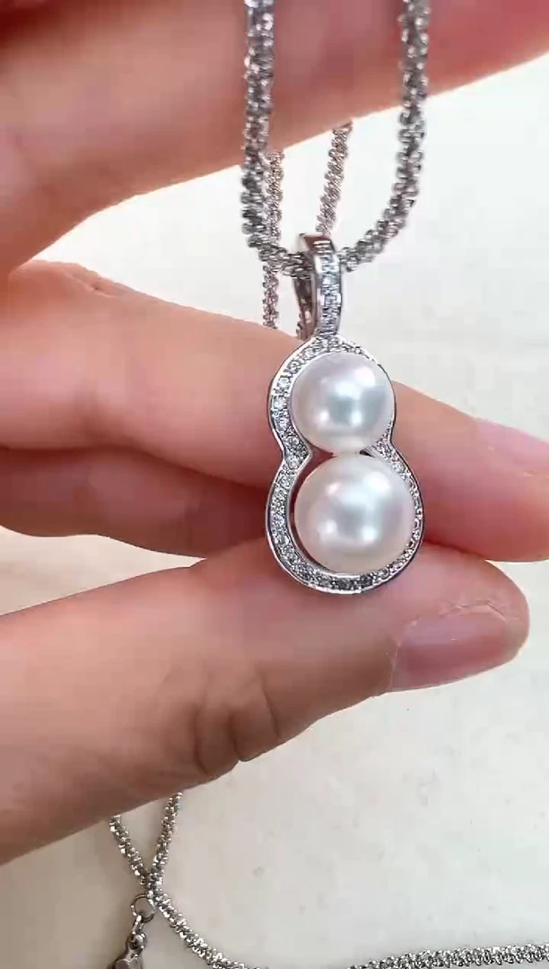 【闪购商品】拼合珍珠（马贝珠）吊坠(赠链)合金双珠葫芦