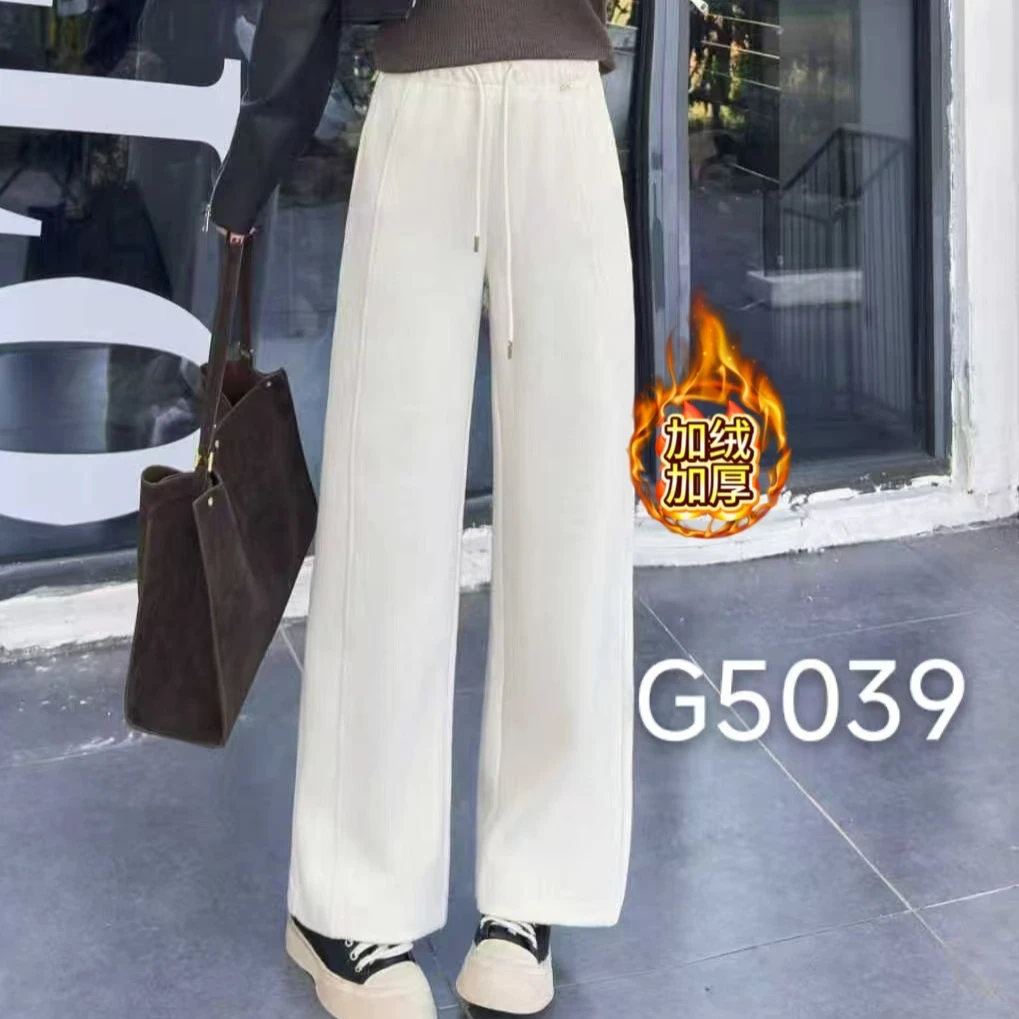 AML3  5039#加绒加厚保暖新款时尚百搭秋冬季新款显瘦窄版阔腿裤