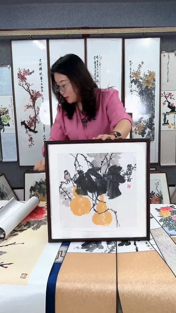 国画实木画框 福禄