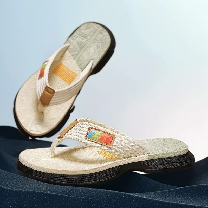 巴赛娜缇人字拖男士夏季新款透气百搭时尚耐磨加厚沙滩夹趾凉拖鞋