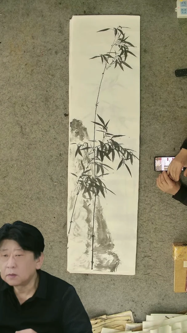 国画四尺对开  墨竹条屏 34*138cm