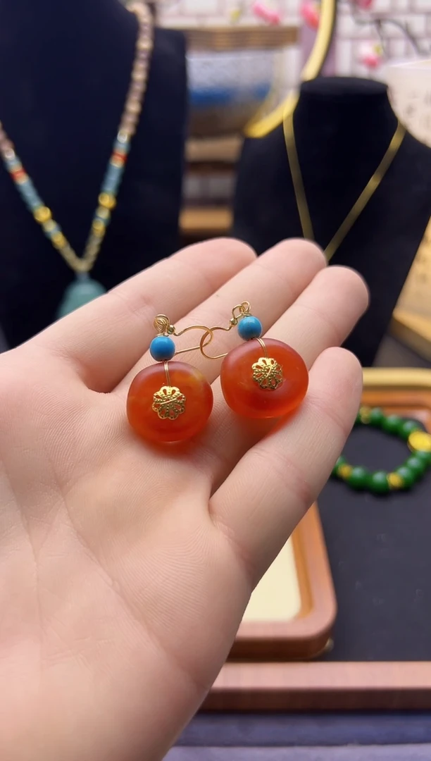 【闪购商品】蜜蜡耳饰14K金镶嵌11.30
