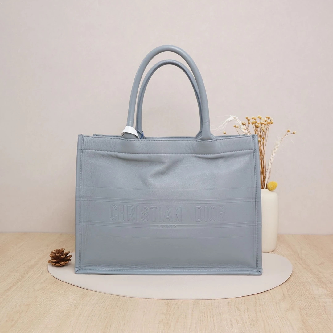 95新 DIOR/迪奥 迪奥book托特全皮中号蓝牛皮/DS037140