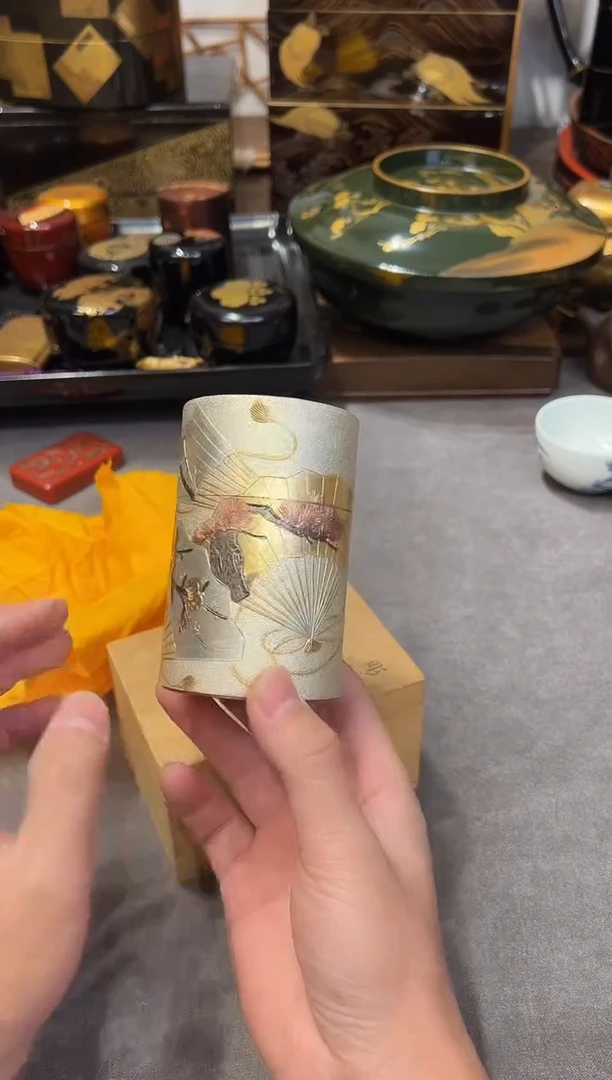 雕金 铜茶叶罐 大漆漆器大漆漆器
