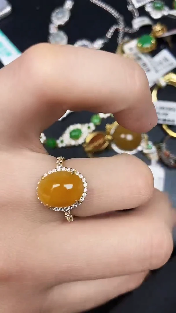 银S925镶嵌戒指翡翠3400