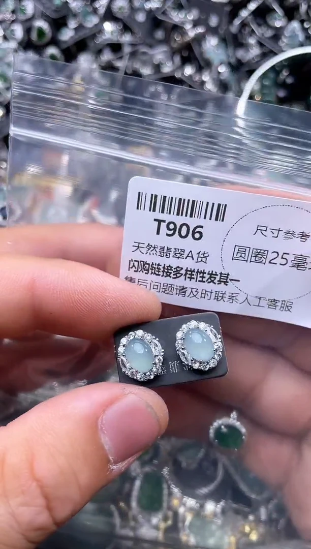 【闪购商品】翡翠颈饰未镶嵌T906耳钉