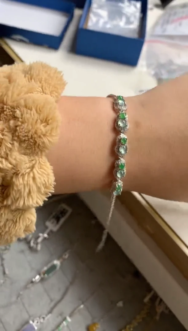 银S925镶嵌戒指翡翠手链10