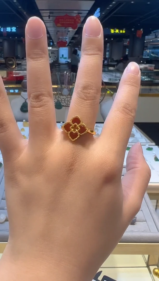 【闪购商品】南红玛瑙戒指银S925镶嵌55