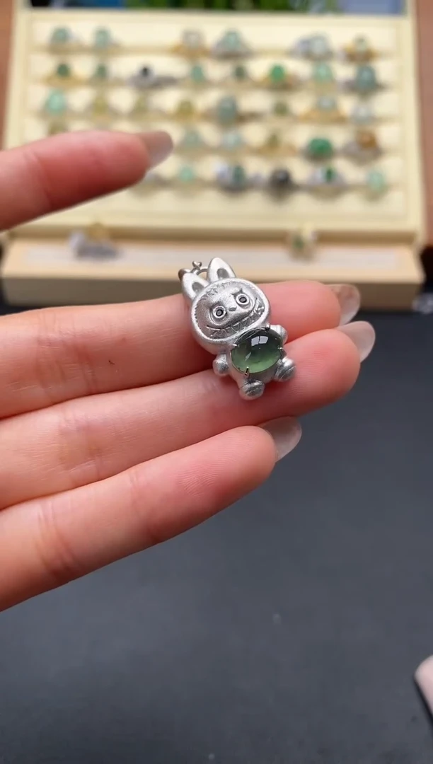 翡翠戒指银S925镶嵌3333333+3