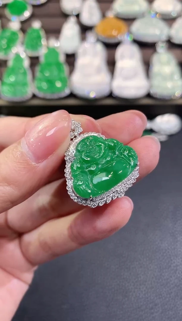 吊坠(不含链)18K金镶嵌翡翠D56