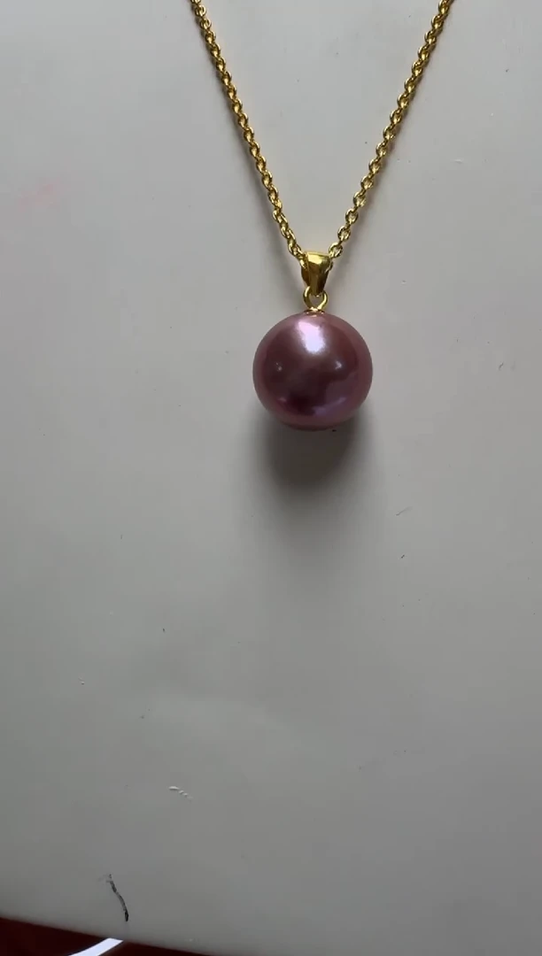 【闪购商品】淡水珍珠吊坠(赠链)银S925镶嵌11-12mm（紫珠吊坠）