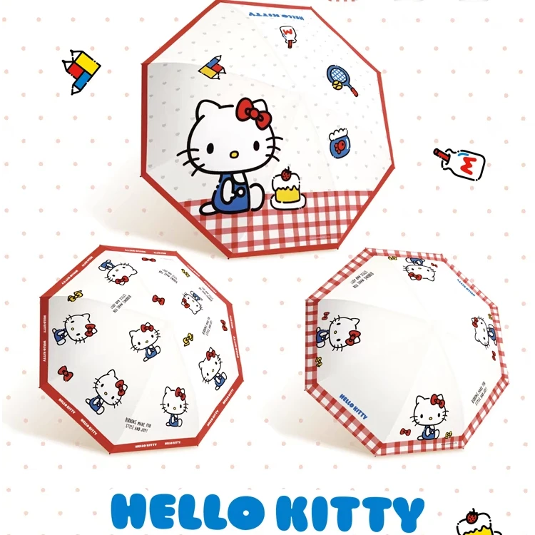 卡通正版三丽鸥手动雨伞学生黑胶防紫外线晴雨两用小巧便携遮阳伞