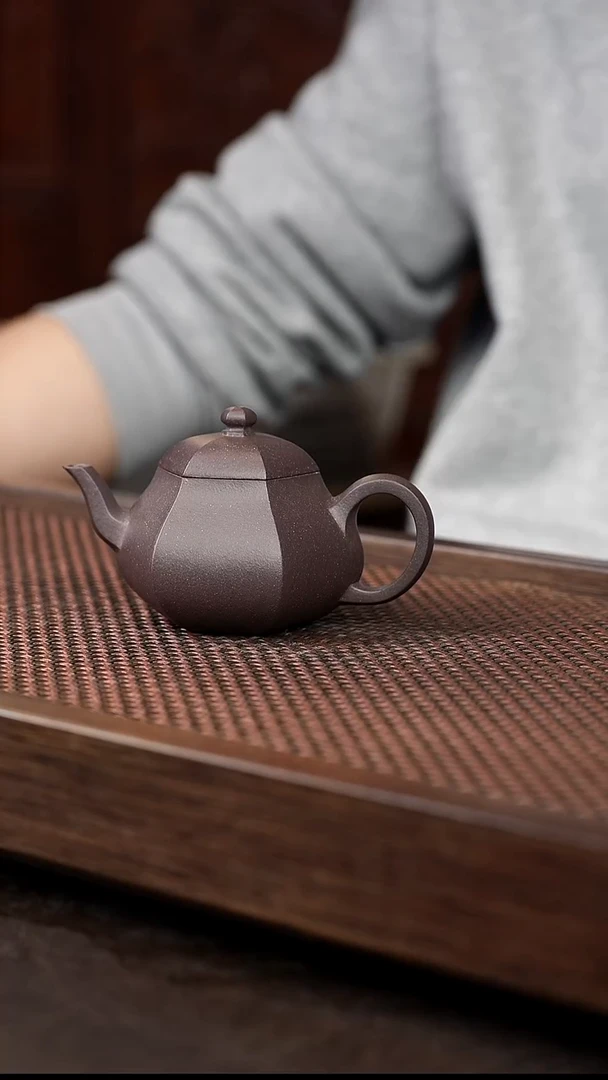 茶杯紫砂天青六方矮梨