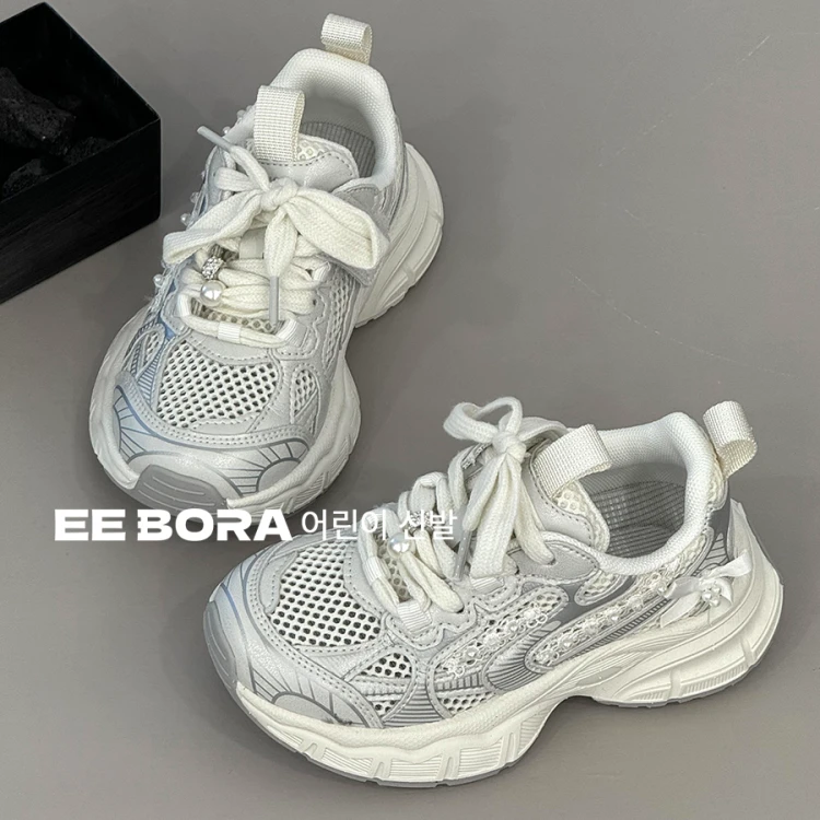 女童鞋子夏季老爹鞋2025新款小女孩单网透气运动鞋儿童镂空休闲鞋