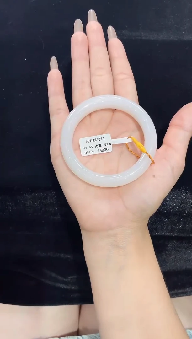 和田玉手镯未镶嵌新疆直发和田玉白玉#55上等和田玉手镯女