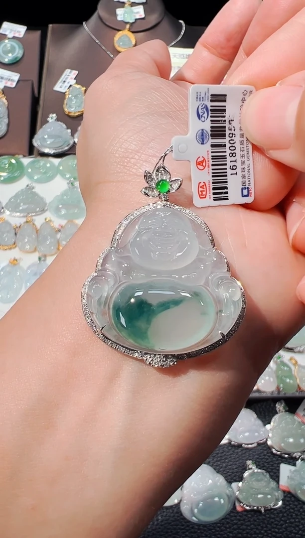 【闪购商品】翡翠吊坠(不含链)18K金镶嵌佛公吊坠959