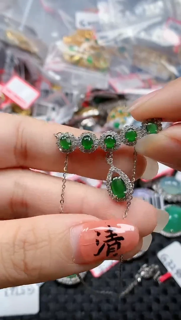 银S925镶嵌戒指翡翠天然A货缅甸翡翠