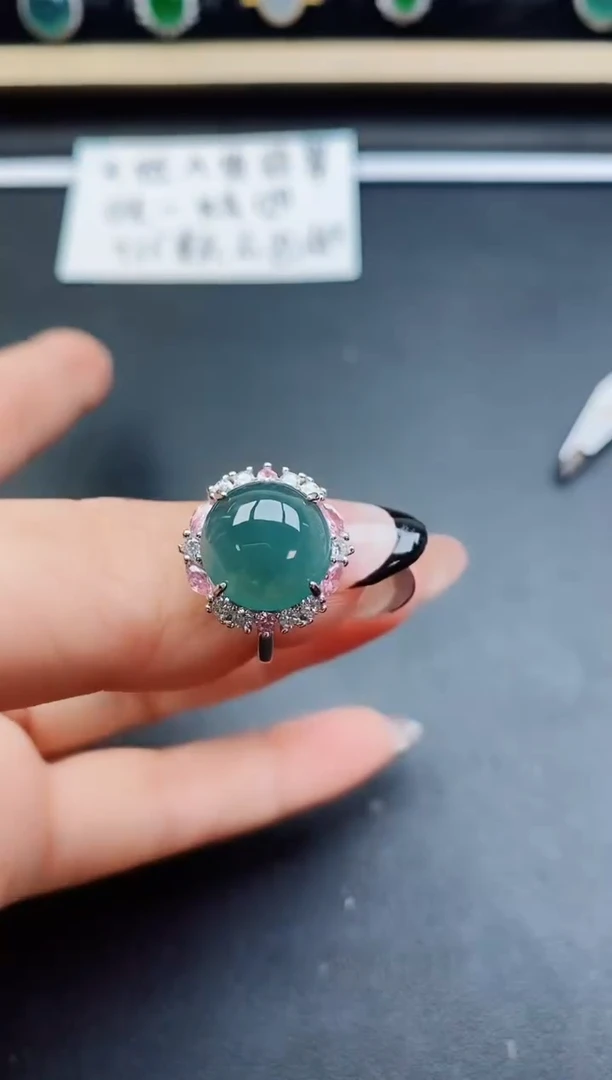 翡翠戒指银S925镶嵌508050