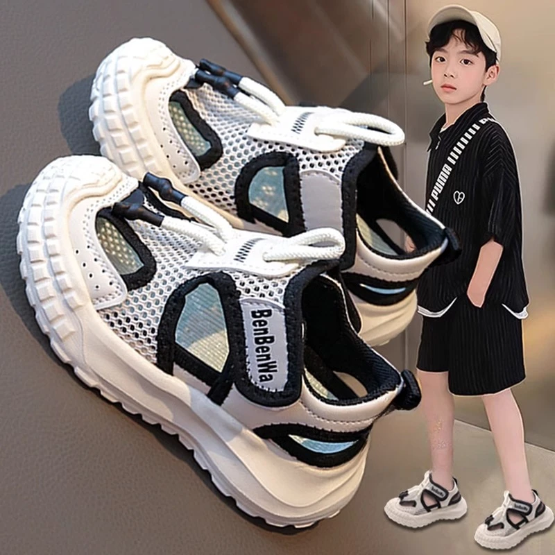 Snoopy/史努比男童鞋包头凉鞋夏款2025新款儿童单网鞋男孩运动鞋