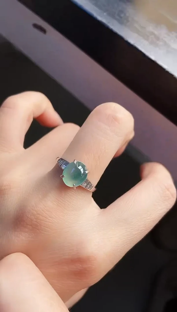 银S925镶嵌戒指翡翠12